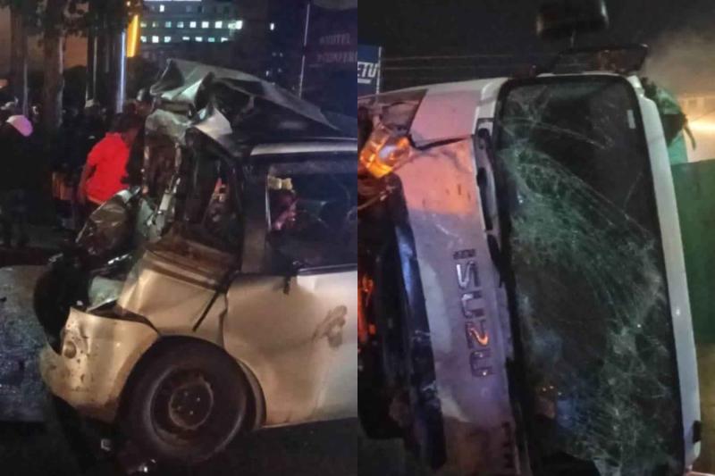 Collage photo of a road accident in Meru town.